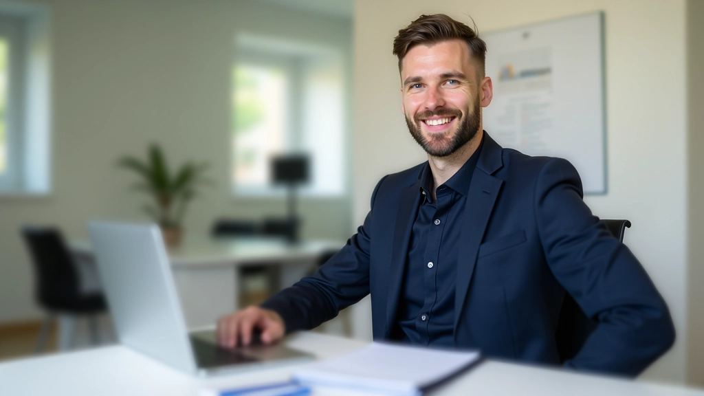 Pracovní prostor se notebookem a finančními materiály, moderní kancelář, přirozené osvětlení