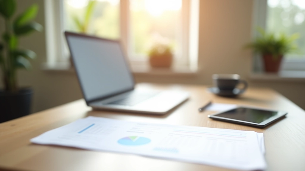 Moderní pracovní plocha s notebookem a finančními doklady