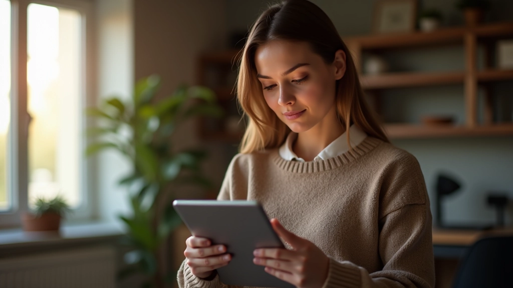 Žena pracující s rozpočtovací aplikací na tabletu